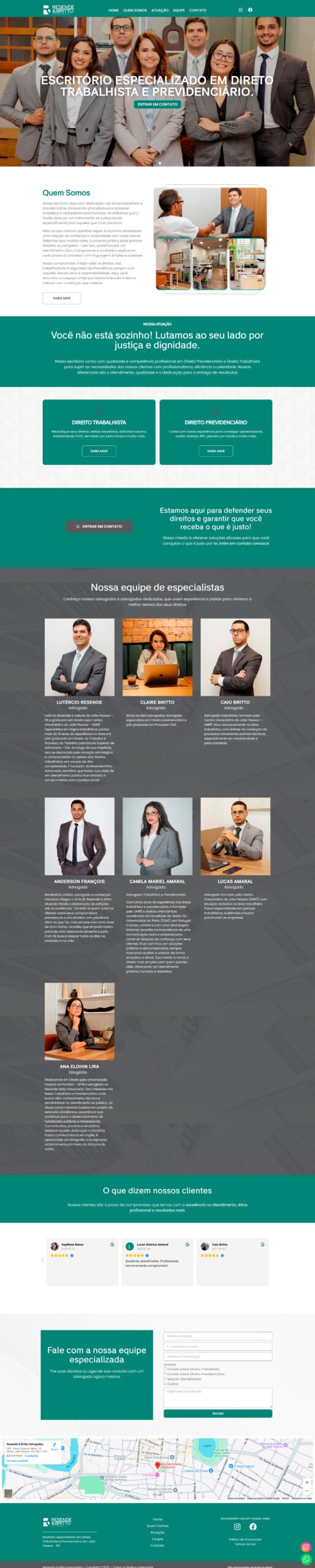 SITE DESENVOLVIDO PARA O ESCRITORIO DE ADVOCACIA RESENDE & BRITTO EM JOÃO PESSOA PB