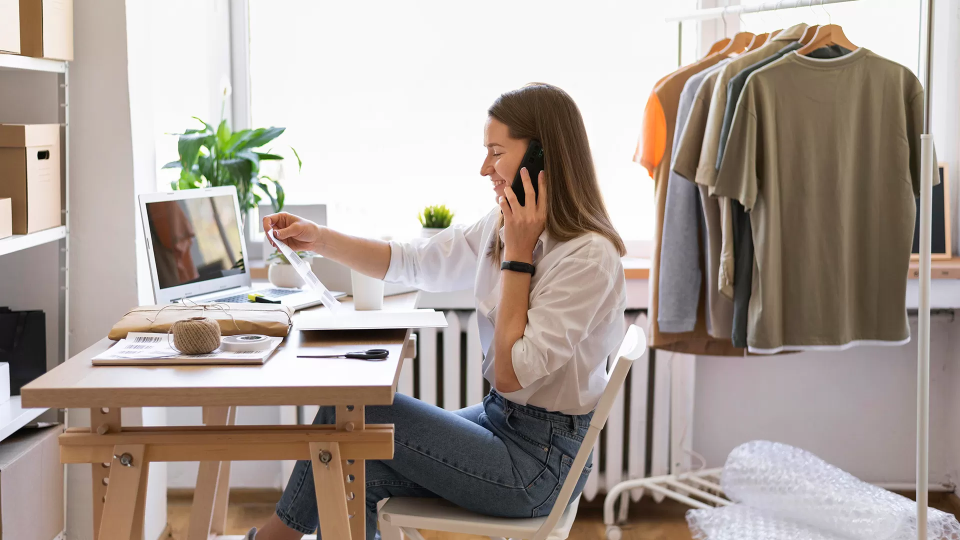 Mulher fazendo vendas online